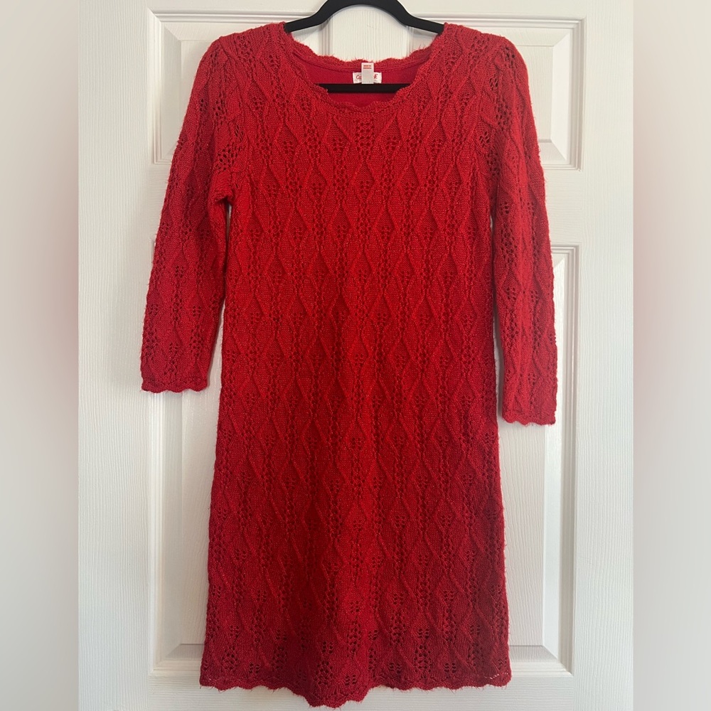 Cat & Jack Red Long Sleeve Lace Dress